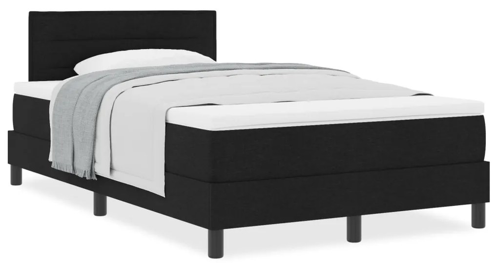 Box Spring Ágy Matraccal Fekete 120x200 cm Szövet