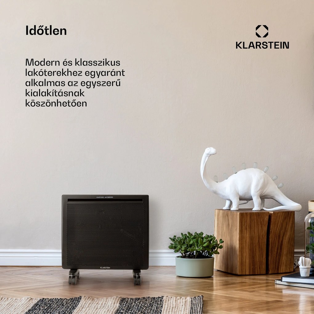 Klarstein Hot Spot Slimcurve Double Wave, konvektor, 2 az 1-ben fűtőtest, 1000 W, heti időzítő, fekete