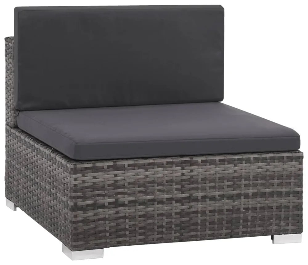 6 darabos szürke polyrattan kerti bútor szett párnákkal