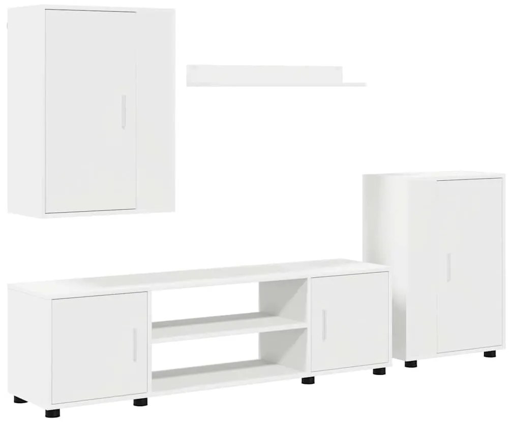 4 részes TV szekrény szett Falra szerelhető 4 pcs Fehér Faanyag