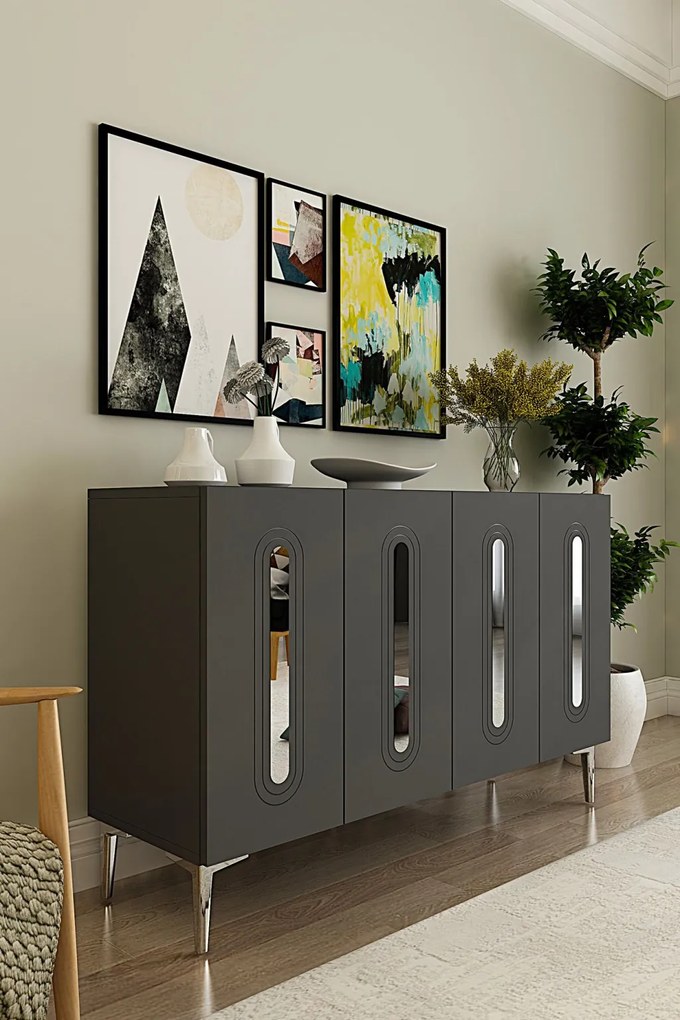 Rany komód, antracit-ezüst, 120 cm – TR555CHM1372