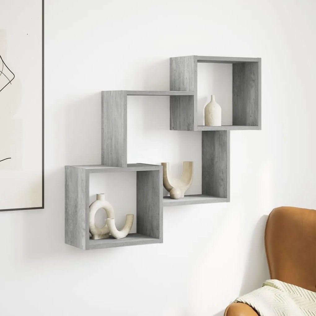 betonszürke szerelt fa faliszekrény 78 x 18 x 71 cm
