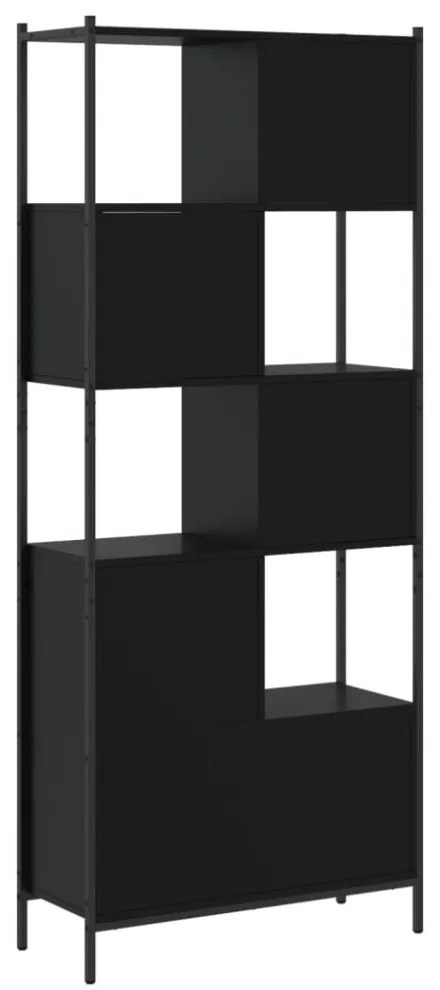 fekete szerelt fa könyvszekrény 72x28x172 cm