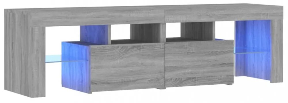 szürke sonoma színű TV-szekrény LED-világítással 140x36,5x40 cm