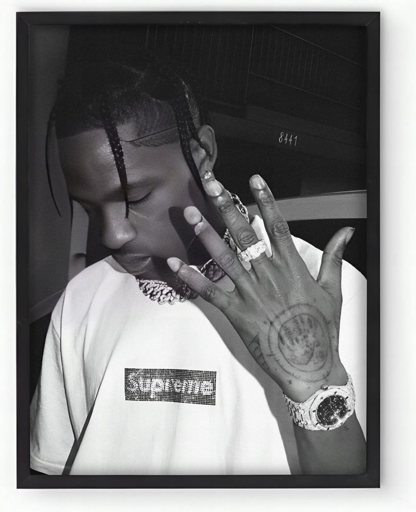 Travis Scott Supreme keretes poszter Nappaliba 20x30 cm Ajándék ötlet