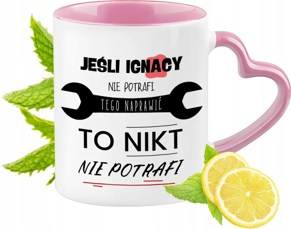 Ignác bögre rózsaszín, szív alakú füllel Kávés ajándék