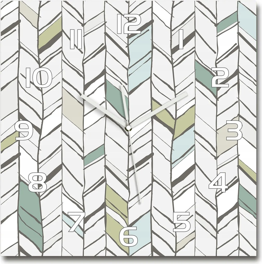 Nagyméretű edzett üveg falióra halszálka mintás 60x60