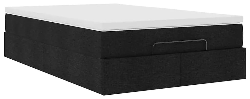 Ottomán ágykeret matraccal fekete 120x190 cm anyaggal