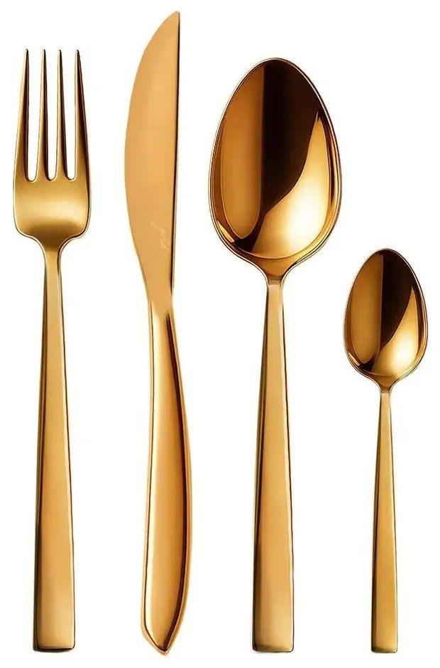 Aranyszínű rozsdamentes acél evőeszköz készlet 24 db-os Gold – Orion