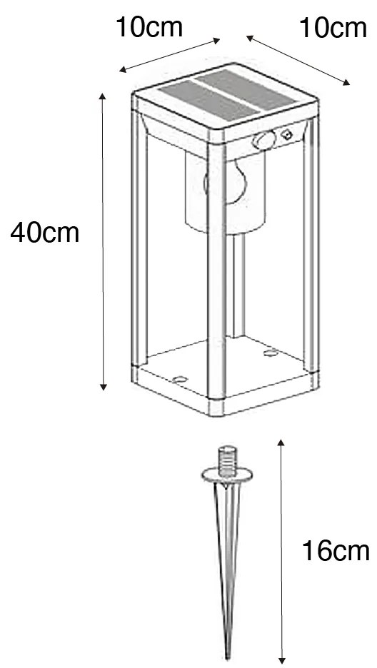 Kültéri állólámpa sötétszürke 40 cm LED-del és dimmelhető fényforrással napelemes - Sonne