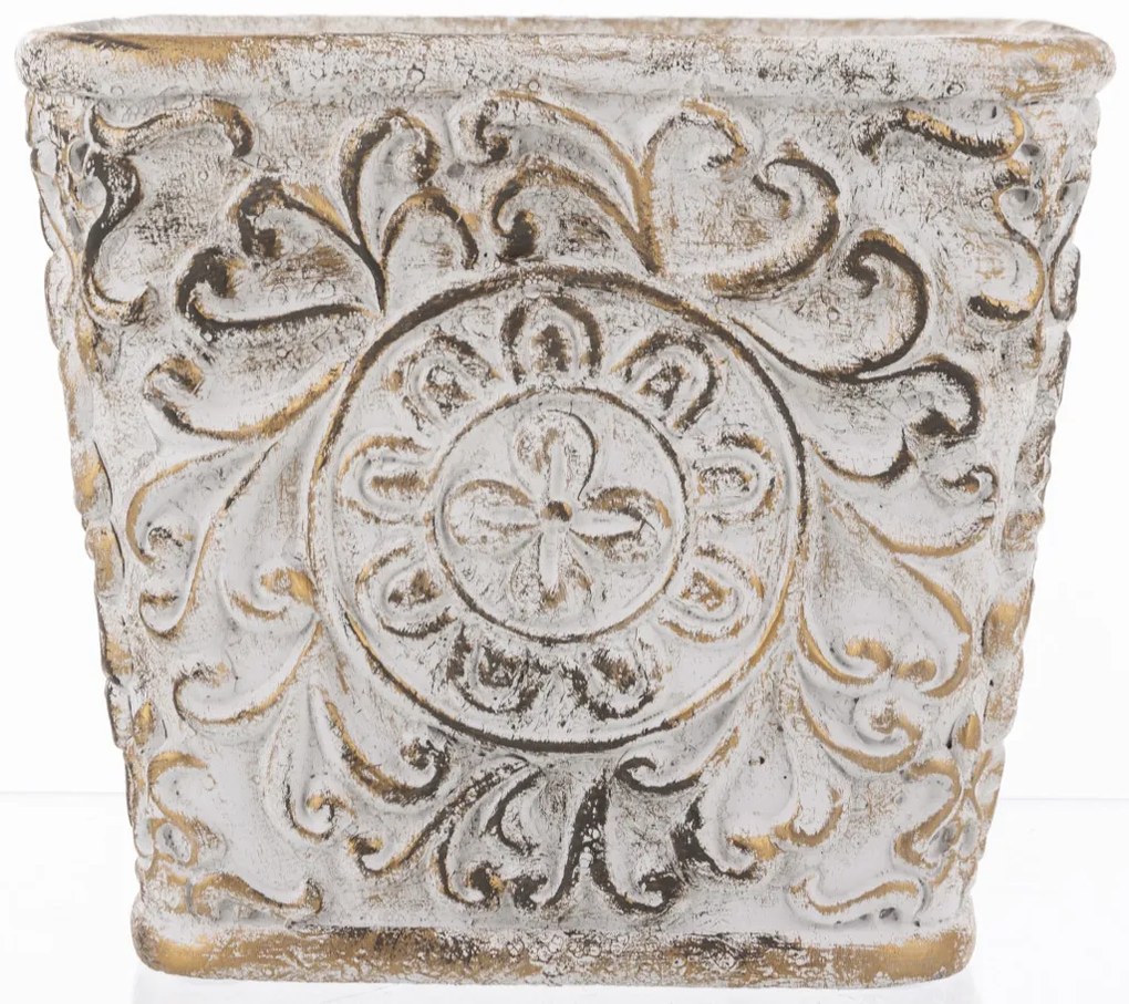 Kaspó cement arany, szürke 15x18,5x18,5 cm