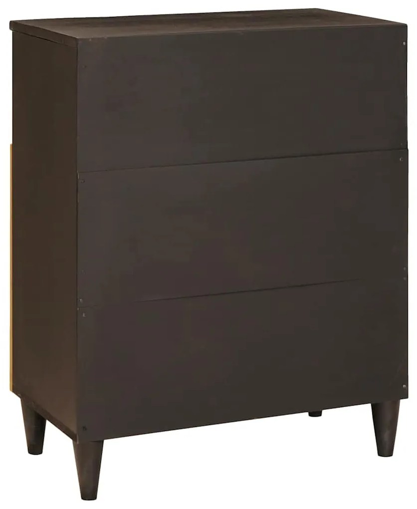 Széf polcokkal Fekete és Arany 60 x 33 x 75 cm tömör mangófa