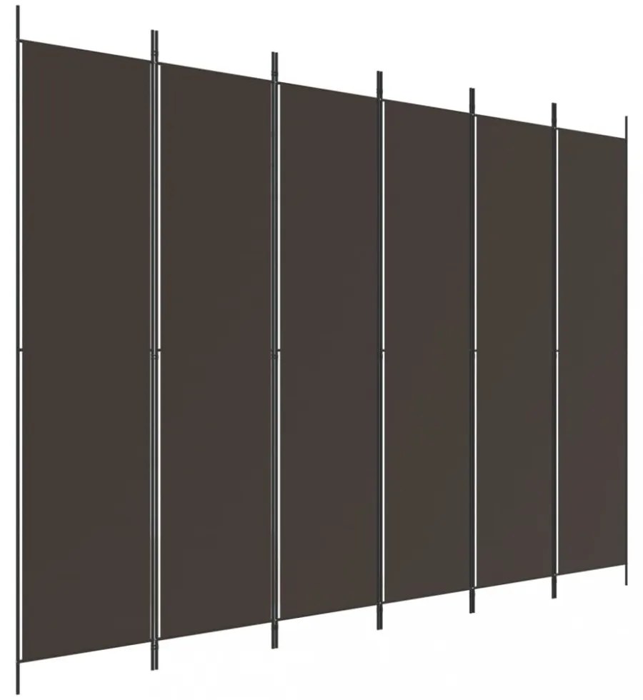 6 paneles barna szövet paraván 300 x 220 cm