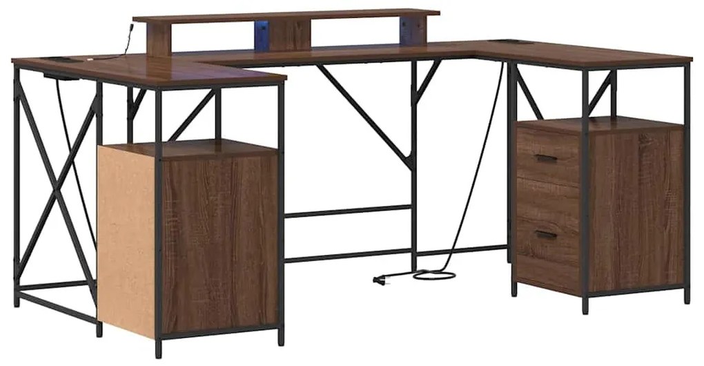 Asztal fiókkal barna tölgy 182 x 101 x 87.5 cm Faanyag