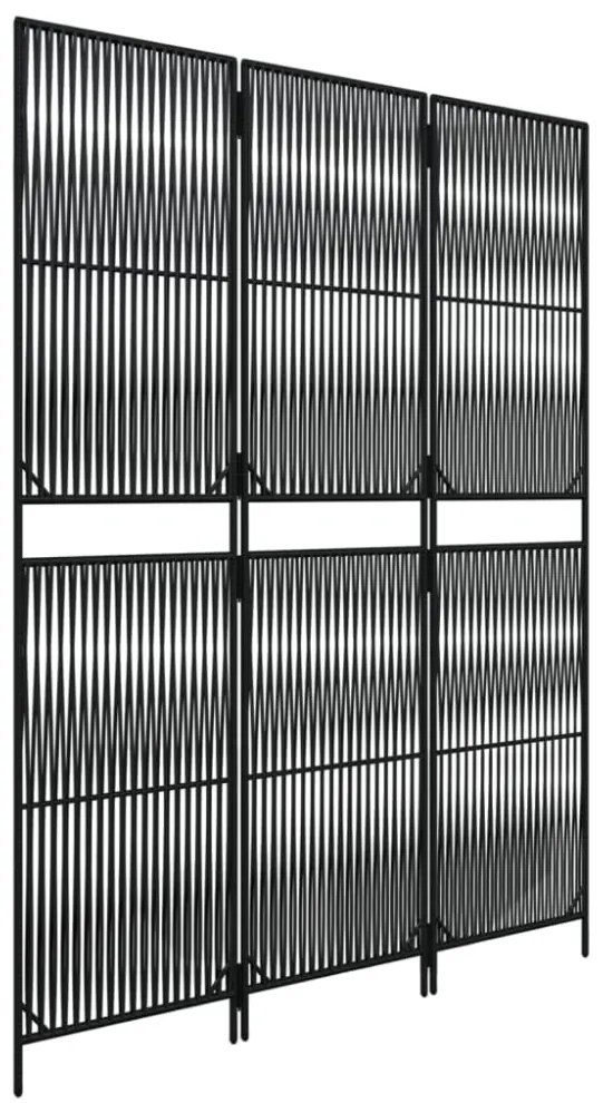 fekete 3-paneles polyrattan térelválasztó
