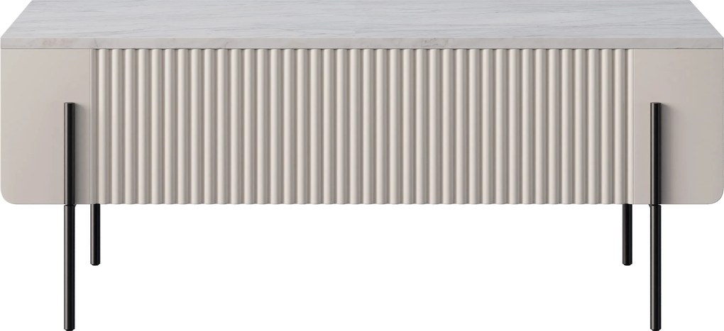 Malmi fiókos dohányzóasztal 100 cm - kasmír / crema bianca / fekete lábak