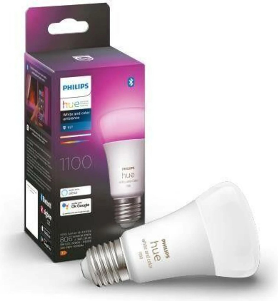 Philips Hue White and Color Ambiance E27 9W 1100lm Rgb Bluetooth-os, szabályozható fényerejű izzó