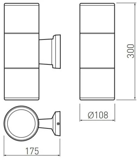 Lámpa Fali lámpa BALEO 2 irányú, 2XE27, 304*105*175, IP 54 (Ø105mm)