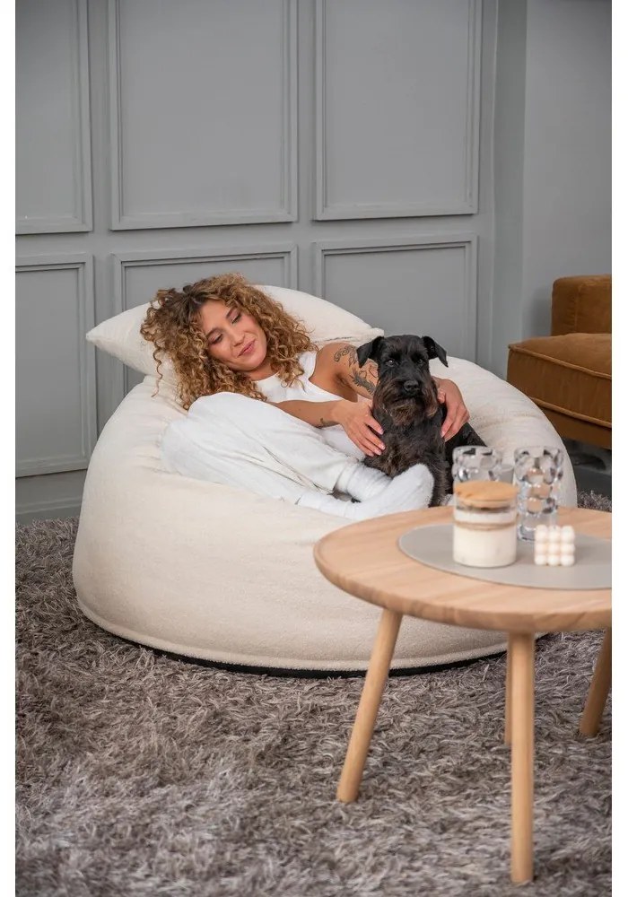 Krémszínű buklé babzsákfotel Om 110 – SLOWDOWN