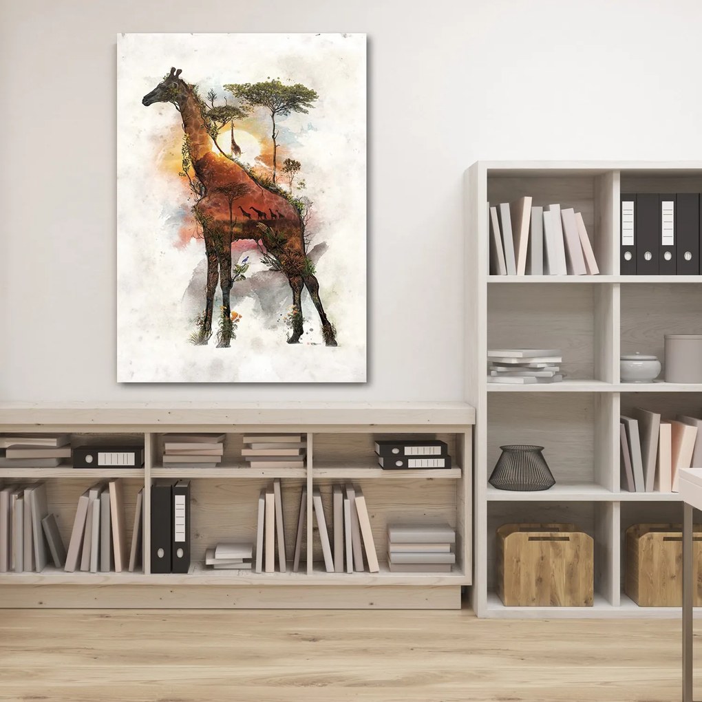 Gario Vászonkép Zsiráf és Afrika a háttérben - Barrett Biggers Méret: 70 x 100 cm