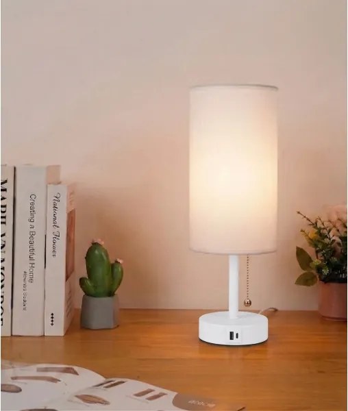 BRILAGI - USB-portos asztali lámpa TABLON 1xE27/25W/230V fehér