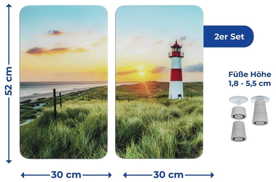 Edzett üveg tűzhely fedőlap szett 2 db-os 52x30 cm Lighthouse – Maximex