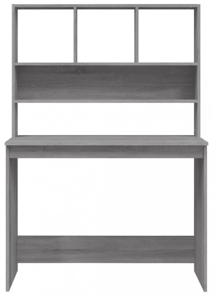 szürke sonoma színű szerelt fa íróasztal polcokkal 102x45x148cm