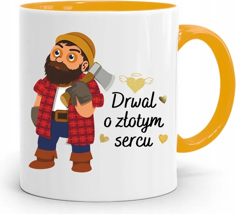 Favágó Bögre Sárga Születésnapi Ajándék fényképes nyomtatással