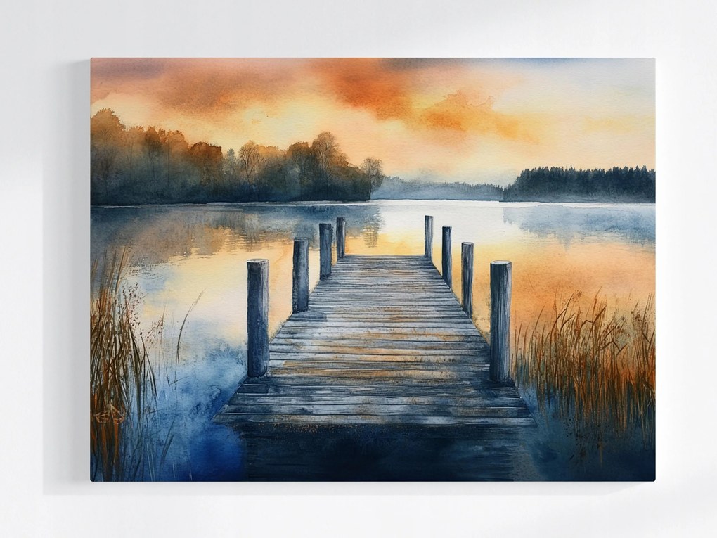 Poszter Kilátás Tájkép Szabadtéri Tó Móló Híd 100x75