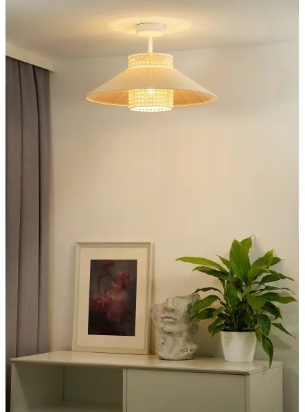 Duolla - Felületre szerelhető csillár RIO RATTAN 1xE27/15W/230V átm. 45 cm bézs/rattan