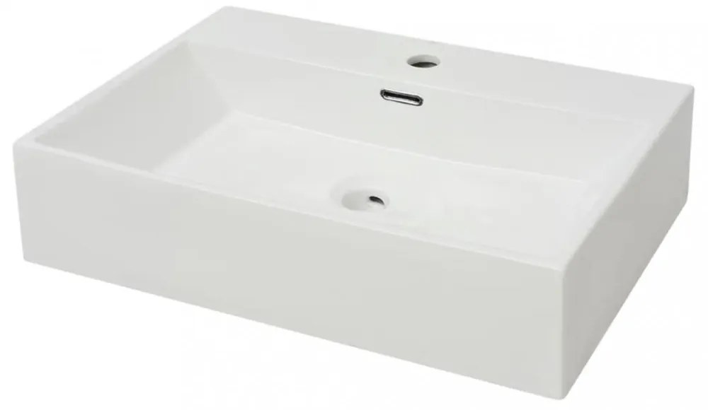 Fehér kerámia mosdó csaptelep furattal 60,5x42,5x14,5 cm