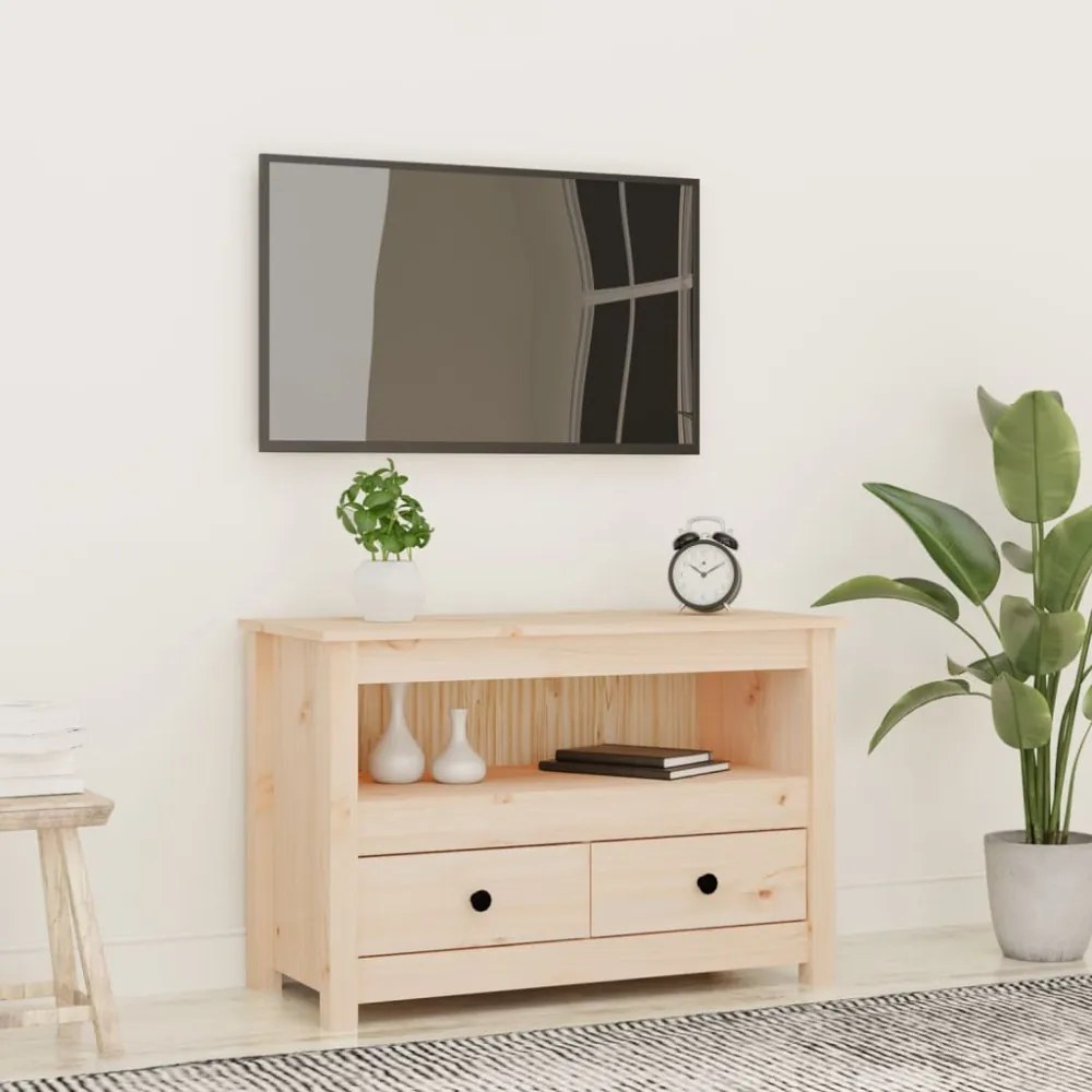 tömör fenyőfa TV-szekrény 79 x 35 x 52 cm