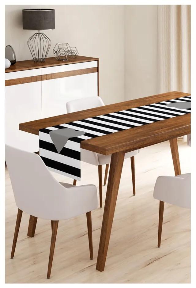 Stripes with Grey Heart mikroszálas asztali futó, 45 x 140 cm - Minimalist Cushion Covers