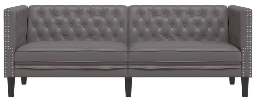 3 személyes szürke műbőr Chesterfield kanapé