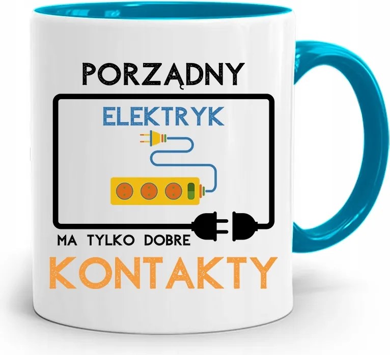 Kék Bögre Villanyszerelőnek Csak Jó Kapcsolatokkal, fényképes nyomtatással