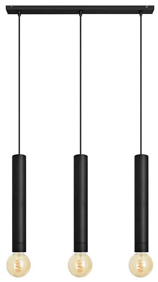 Csillár zsinóron TUBA 3xE27/15W/230V fekete