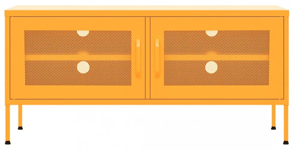 mustársárga acél TV-szekrény 105 x 35 x 50 cm
