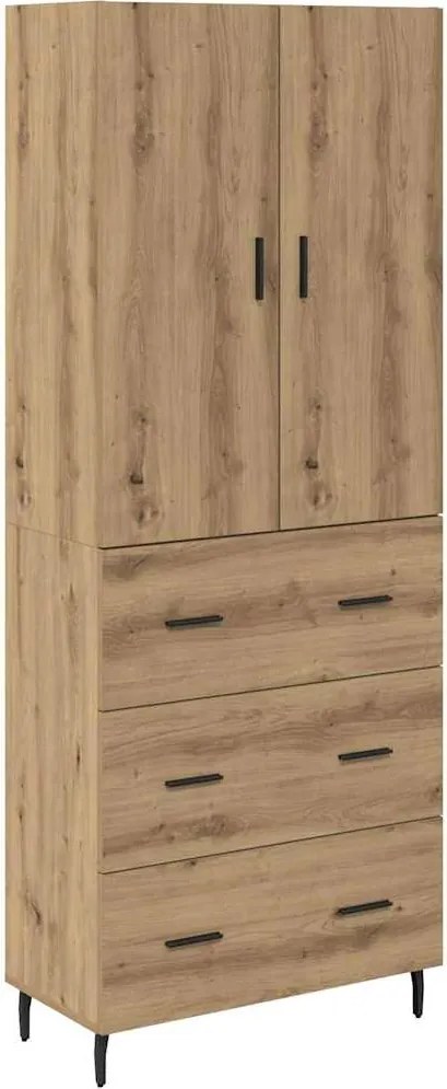 vidaXL Magasfiú fiókkal 2 pcs Artisan tölgy Műanyag Fa és Üveg