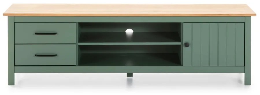 Zöld-natúr színű borovi fenyő TV-állvány 158x47 cm Miranda – Marckeric