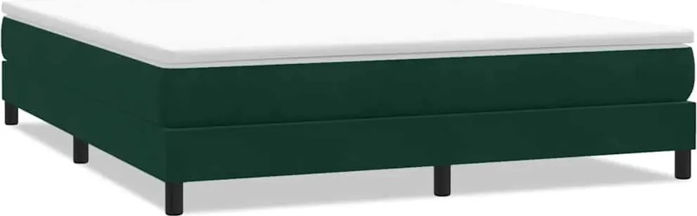 vidaXL sötétzöld bársony rugós ágy matrac nélkül 180x220 cm