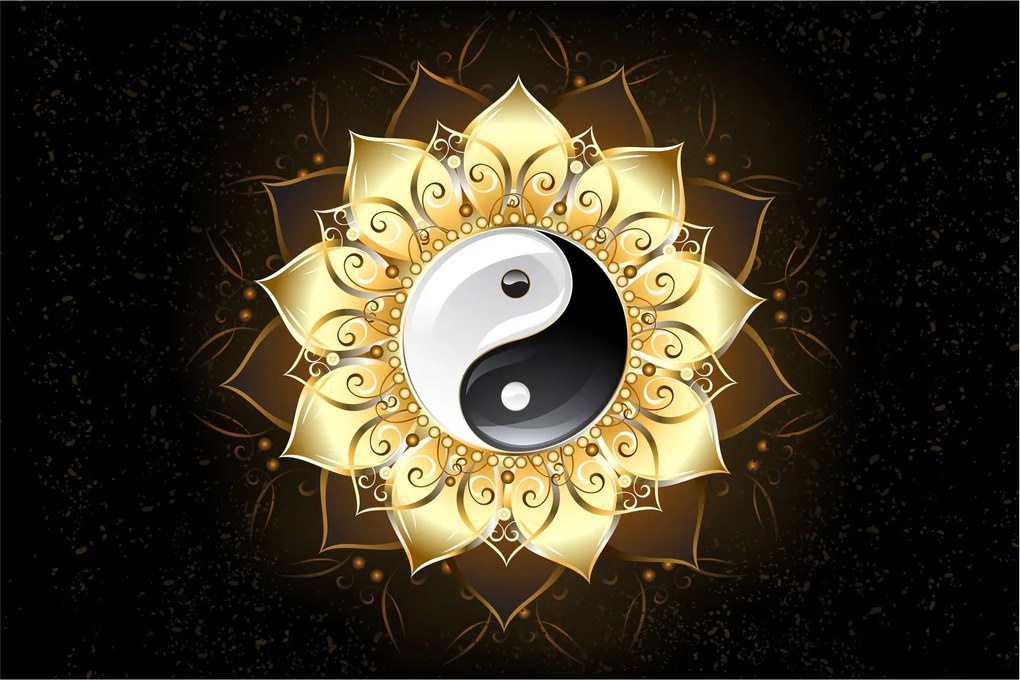 Kép - arany yin-yang (90x60 cm)