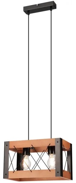 Csillár zsinóron FRIDA 2xE27/60W/230V fekete/barna bükk