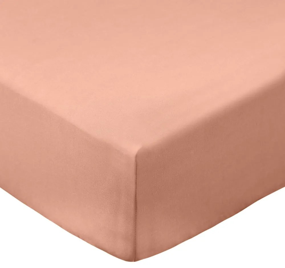 Terrakotta színű gumis pamut-perkál lepedő 90x190 cm Cotton Percale – Bianca