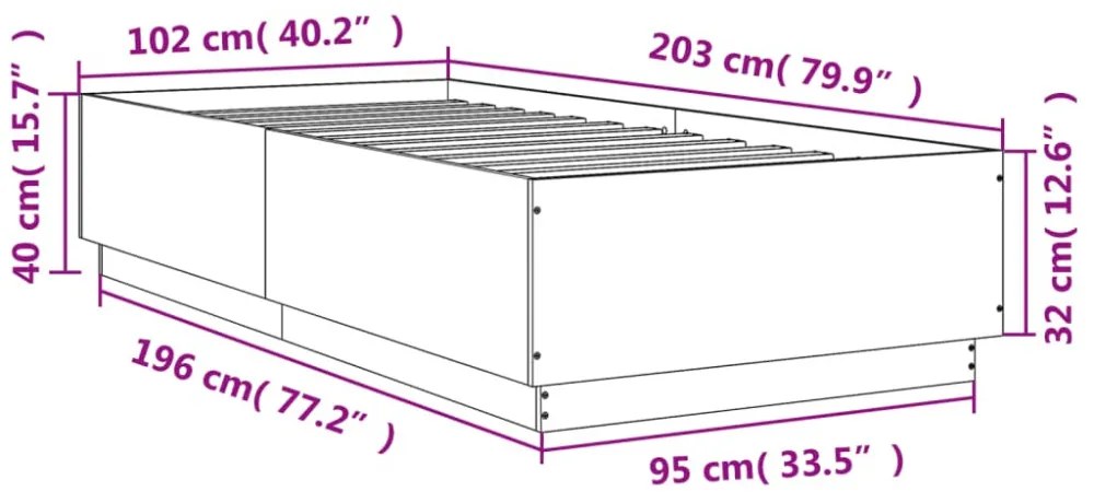 barna tölgyszínű szerelt fa ágykeret 100 x 200 cm