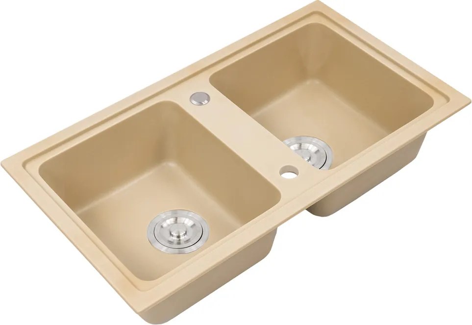 Tia szögletes két medencés gránit mosogató bézs