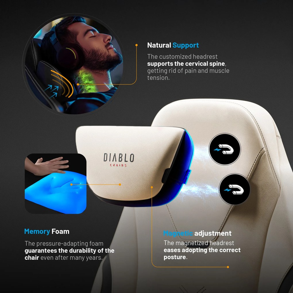 Gamer szék Normal Size bézs-fekete: Diablo X-Eye Prime Desert Storm
