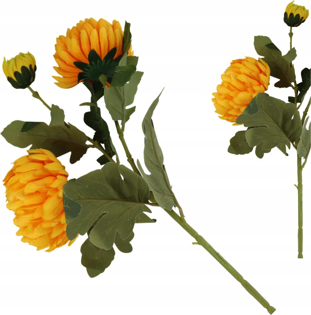Krizantém Nagy Csokor 3 Virág Művirág Narancssárga RT6461-FG019 72 cm