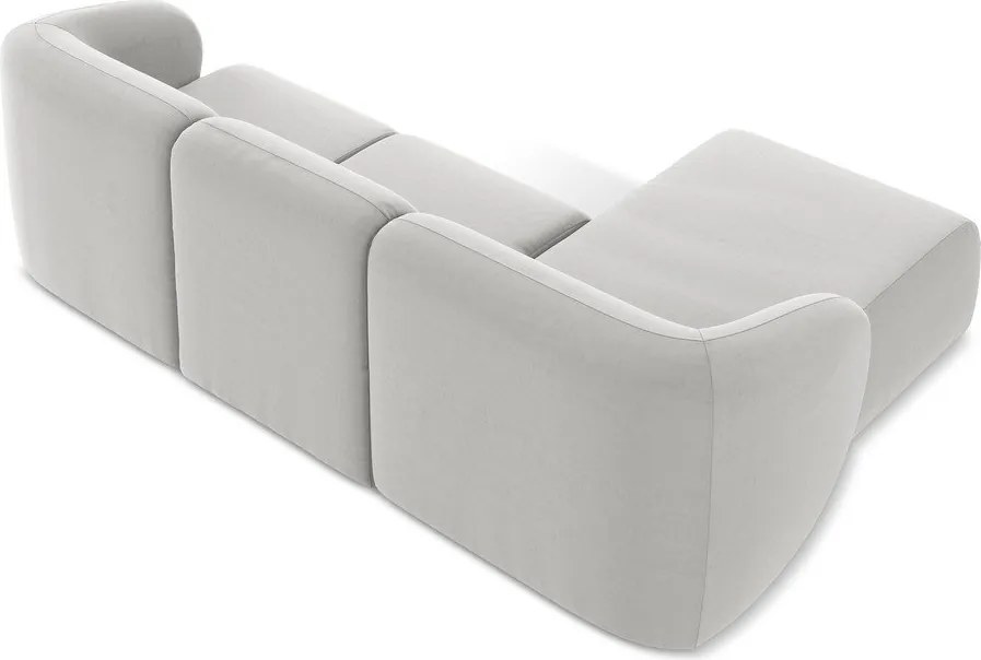 Világosszürke bársony sarokkanapé (bal oldali-heverő résszel) Lani – Makamii