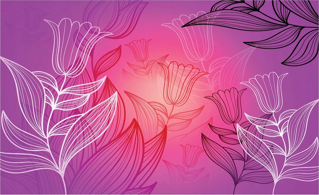 Fotótapéta Tulipán vonalak színátmenetes vinil 416x254 +ragasztó