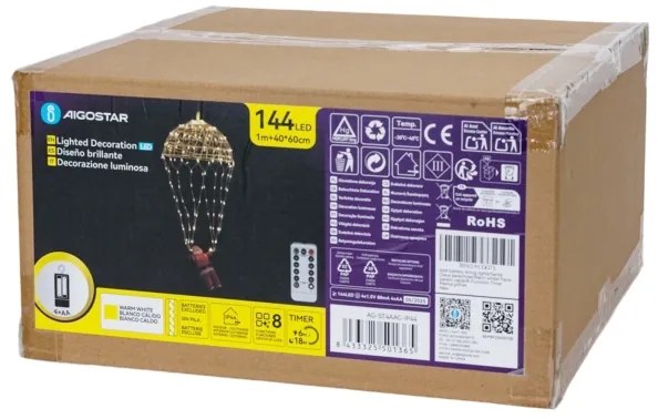 Aigostar - Kültéri karácsonyi LED dekoráció, 3×AA elemmel, IP44 védettség, Télapó